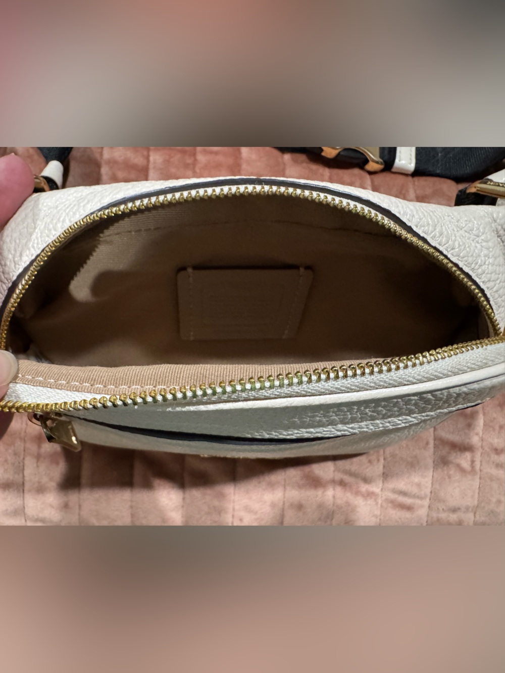 Coach White Pebbled Leather Belt Bag with Black Strap - Small - Picture 3 of 5